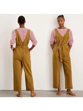 Alex Mill Ollie Wide Leg Overall Jumpsuit Golden Khaki XS 100% Cotton Utility